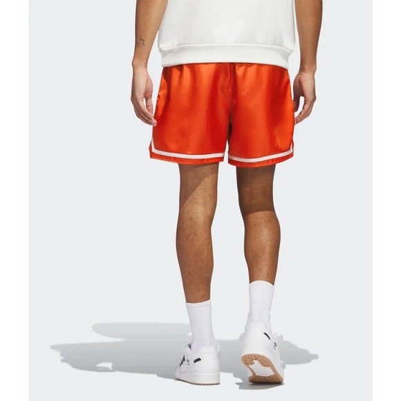 New S Adidas Hoop Prep Shorts Originals Basketball Preloved Red Satin HA7326 Men - Picture 2 of 3